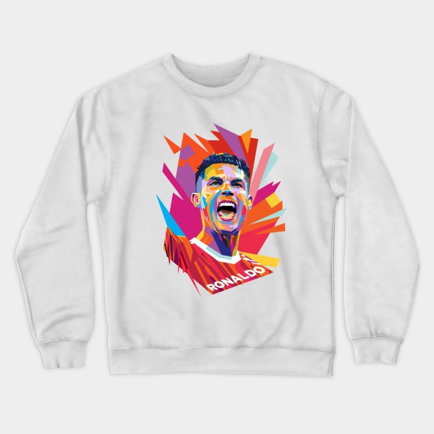 Cristiano Ronaldo 7 Pop Art #2 Crewneck Sweatshirt by Laksana Ardie Store